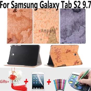 

For Samsung Galaxy Tab S2 9.7 Case T810 T815 Tablet Accessories Case for Samsung Tab S2 9.7 Retro Map Smart Cover for Tab S2