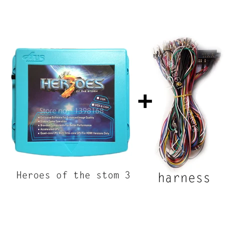 800 в 1 игры Heroes of the stom 4 HD Jamma мультиигровая печатная плата VGA/CGA выход для CRT/lcd аркадная игровая кабина - Цвет: Heroes3 and harness