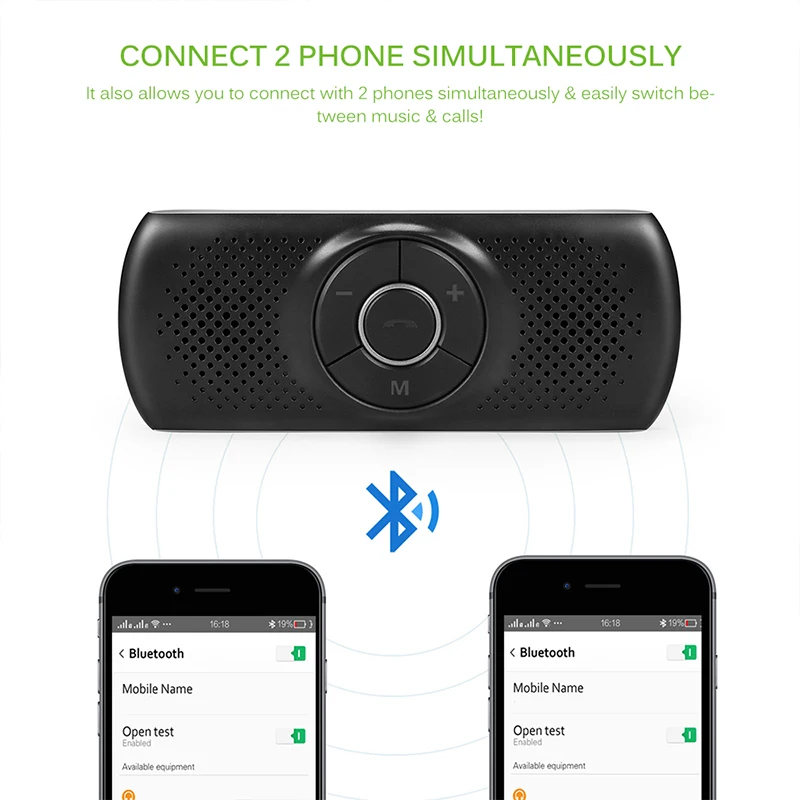 Onever, 3 Вт, громкая связь, динамик, MP3, музыка, Bluetooth плеер, беспроводной автомобильный комплект, Bluetooth 4,2, EDR, поддержка TF, подключение, 2 телефона, подходит Siri