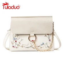 TuLaduo Hohe Qualität Designer Klappe Abdeckung Taschen Stickerei frauen Handtaschen Damen Messenger Bags Ketten Totes Weibliche Handtasche