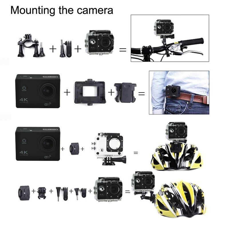 Спортивная Экшн-камера Guzcadun, видео, Wi-Fi, Ультра HD, для подводного плавания, 1080 P, камера 4K DVR, водонепроницаемая, на шлем, велосипедная камера