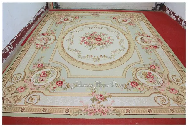 9x12 Pastel Green Ivory Pink Aubusson Area Rug Carpet French Shabby 9x12 Pastel Green Ivory Pink Aubusson Area Rug Carpet French Shabby Rose Chic Home Decor