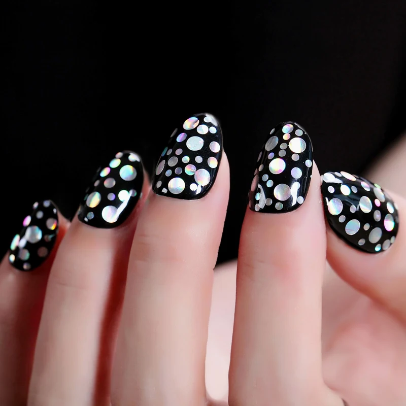 مختلط حجم مسمار بريق شىء صغير براق الفضة الثلاثية الأبعاد رقائق الملونة جولة مسمار الترتر مانيكير مسمار الفن الديكور