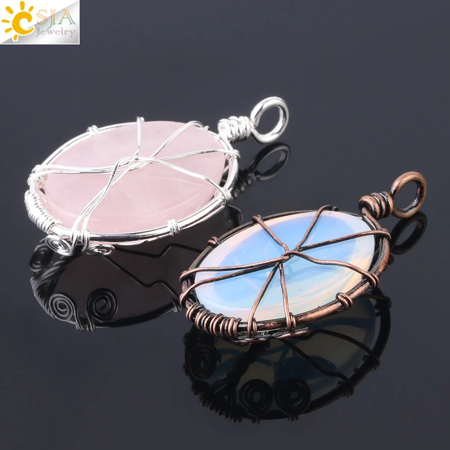 thumbnail image 2 of Buy Jovivi Vintage Natural Rose Quartz Crystal Necklace Wire Wrapped 2 of 14