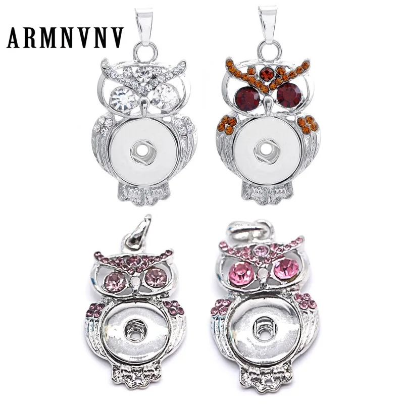 

ARMNVNV New Snap Jewelry Owl Pendant Fit 18mm Snaps button Necklaces DIY Accessory no chain