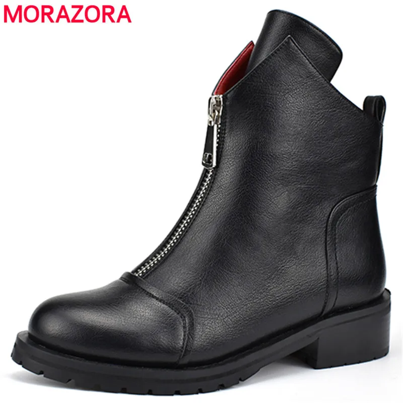 MORAZORA/2020 Новая модная обувь Женские ботильоны Простые удобные ботинки на молнии