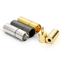 LOULEUR 20pcs Nero/Oro/Rhodium Metallo End Caps End Catenacci Fit 2.5/2/3/4/5/6 millimetri Rotonda del Cavo di Cuoio Braccialetto per Monili Che Fanno
