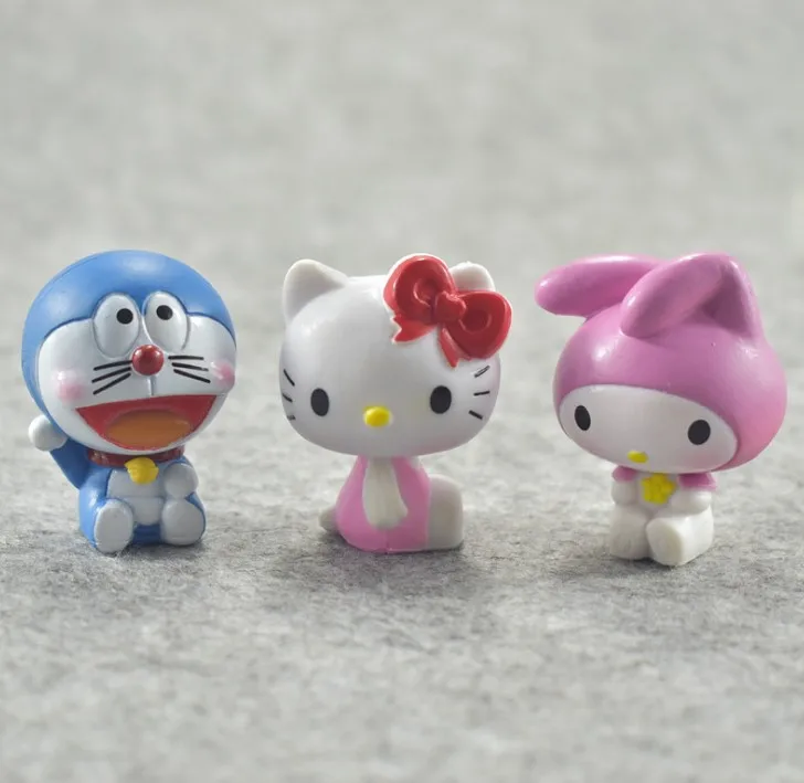 Disney Игрушечные лошадки 12 шт./лот Kawaii аниме Микки и Минни Маус Мышь PVC Фигурки рисунок «Hello Kitty» Doraemon фигурки дети Игрушечные лошадки для Обувь