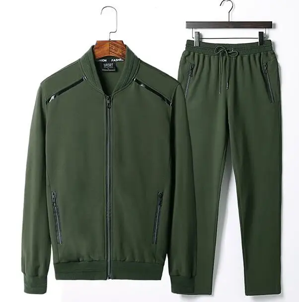 Rlyaeiz, высокое качество, осень, большой размер, 9XL, спортивный костюм, мужская спортивная одежда,, повседневные комплекты, мужские толстовки на молнии+ штаны, мужской спортивный костюм - Цвет: green