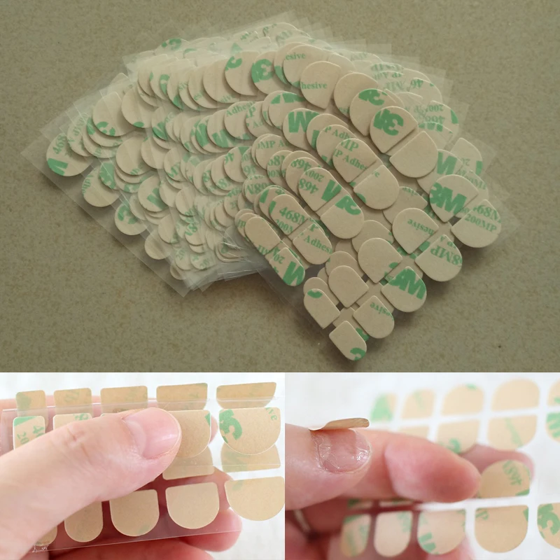 10 листов/партия, клей для ногтей, искусственные ногти, avec colle, прозрачные двухсторонние клейкие наклейки с лентами, накладные наклейки для ногтей