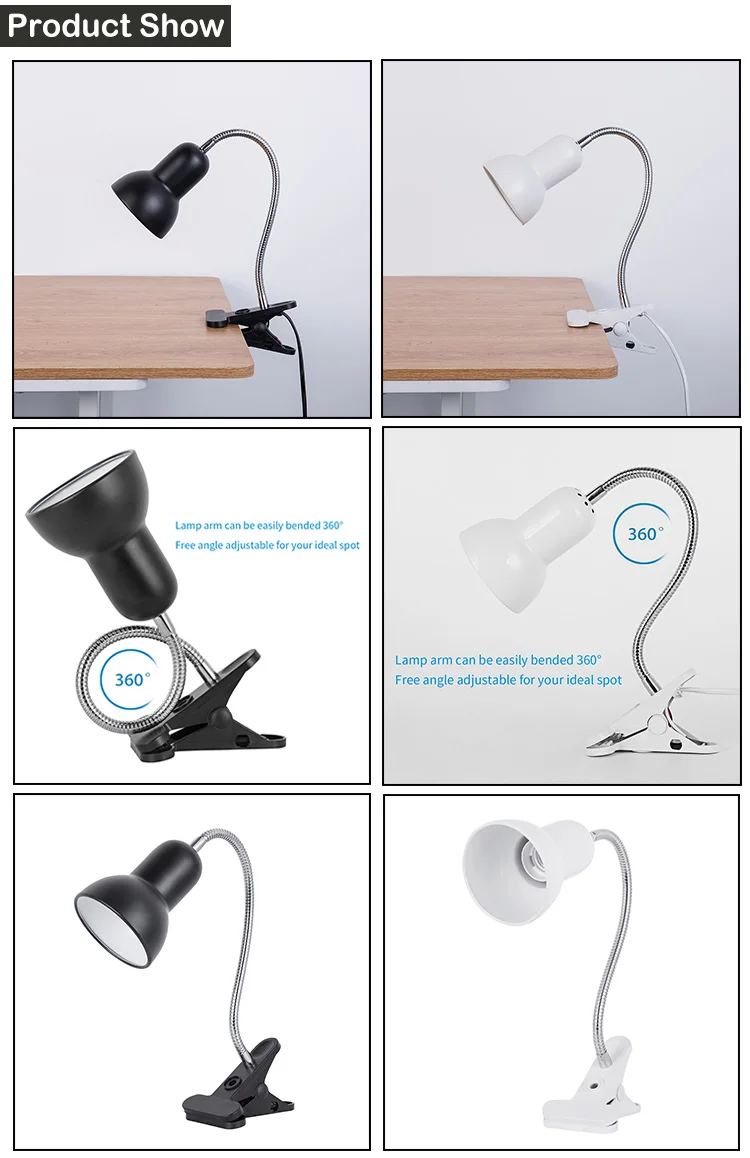  Modern LED Table Lamp for BedroomDesk Lamp Eu plug  Equivalent Bendable Clip Reading Light