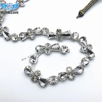 

10 yards Sparkle Rhinestone Chain Trim Silver Crystal Applique for Hair Accessory Bridal Sash Sewing on Wedding Dress Decoration