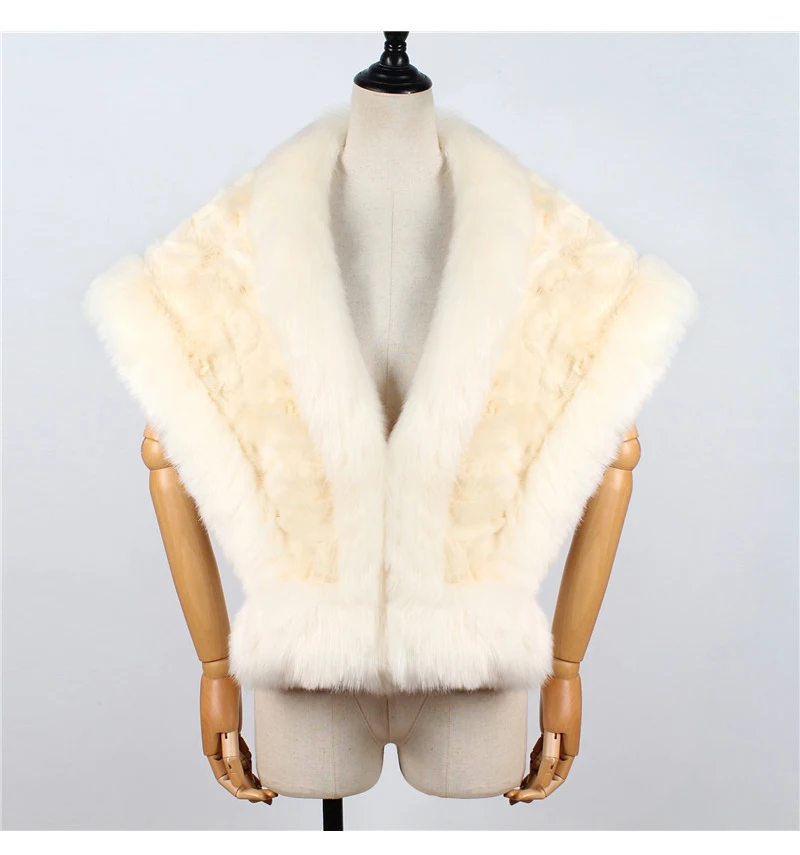 2018 fashion Europe and America party fox fur grass shawl atmosphere elegant noble imitation fur plush shawl (8)