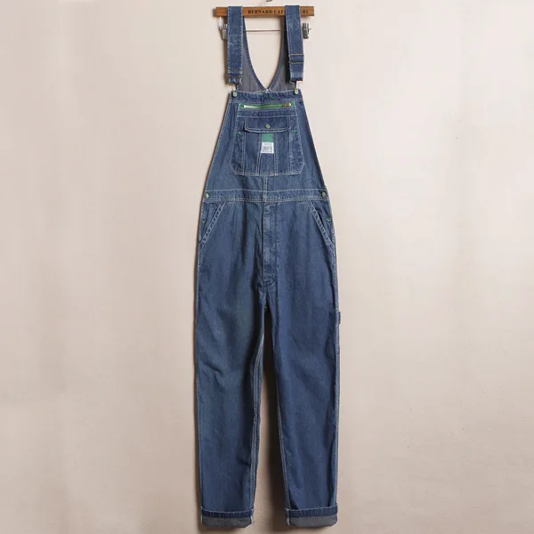 Sokotoo Men's casual loose green zipper bib overalls Male plus large