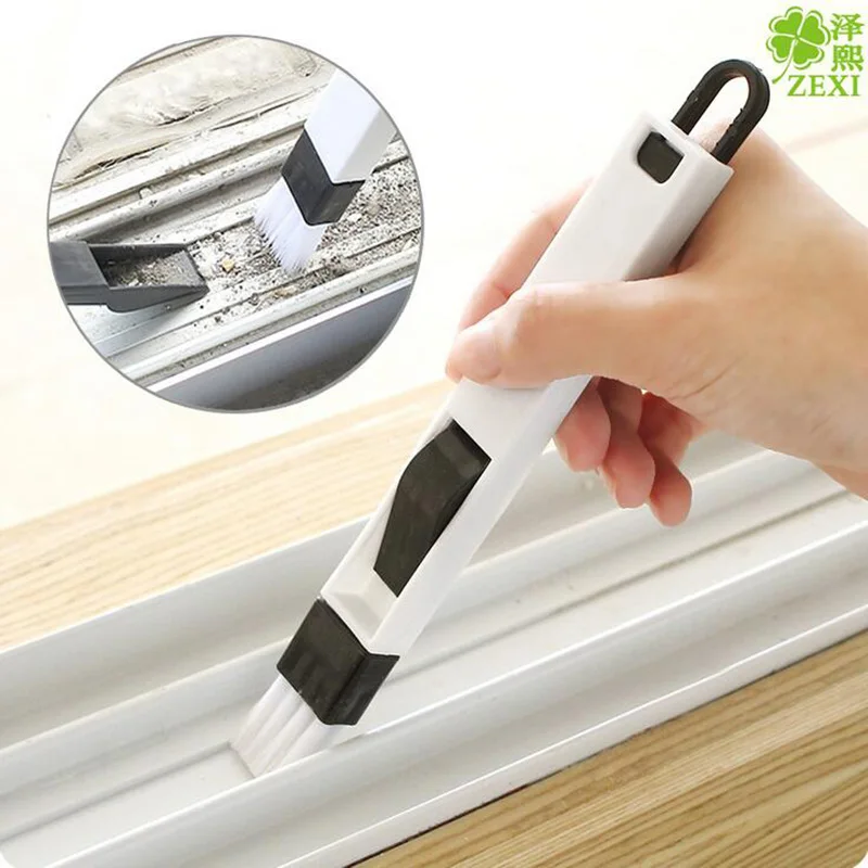 

2 in 1 multi-function window slot brush with dustpan screen keyboard drawer wardrobe corner gap dust removal cleaning brush