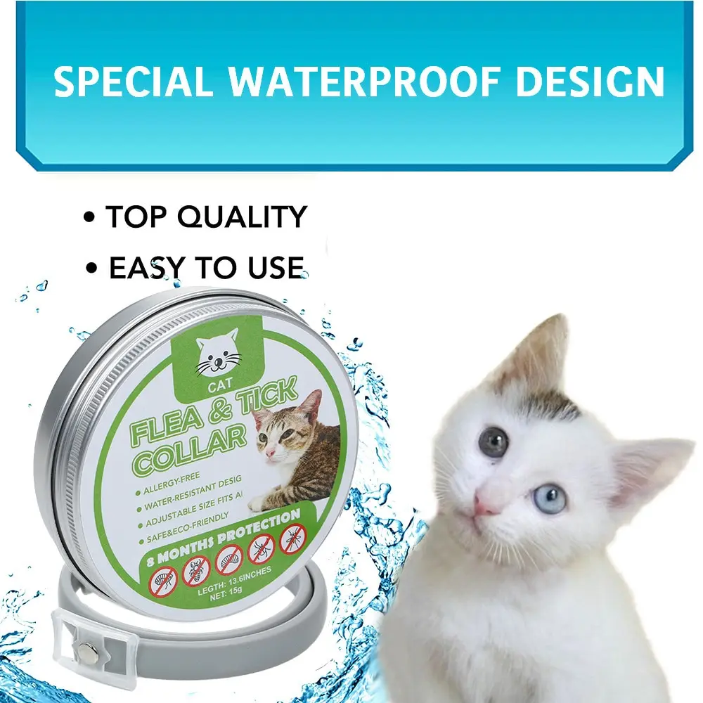 

Cats Collar Tick Flea Anti Insect Treatment Prevention Natural Essential Oil Adjustable Waterproof 8 Months Protection