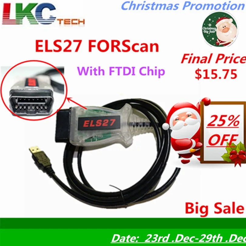 

ELS27 FORScan Scanner for For-d/Maz-da/Lin-coln/Me-rcu-ry Vehicles ELS27 FORScan OBD2 Diagnostic Cable Support ELM327 J2534