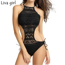 Liva girl, сексуальные черные цельные костюмы, новинка, с вырезами, на бретелях, бандаж, купальник, горячий набор, пляжный Монокини, купальный костюм, бикини