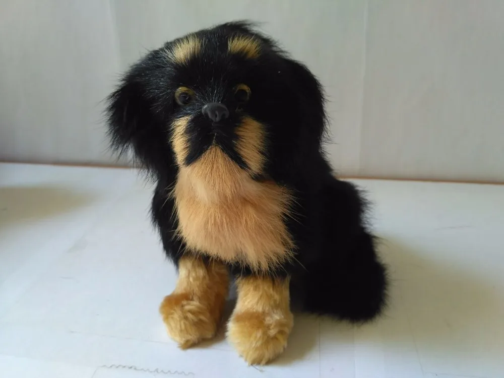 

simulation dog Tibetan mastiff model toy 13x8x14cm polyethylene&furs squatting dog handicraft,home decoration toy d2707