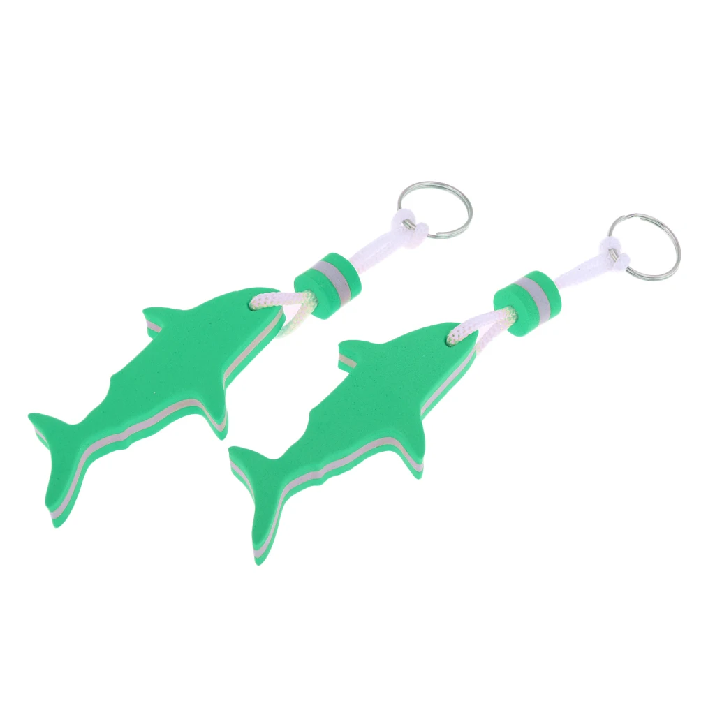 2 Pieces Shark Shaped EVA Foam Floating Keychain Yachting Sailing Swim Surf Boat Fishing Keyring Water Key Float - Choose Colors