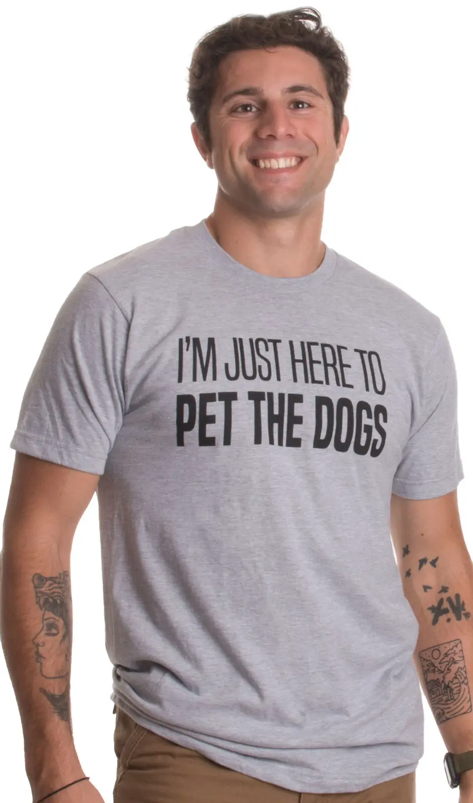 

I'm Just Here to Pet the Dogs Funny Doggo Good Boy Puppy Dad Father T-shirt Men & Women