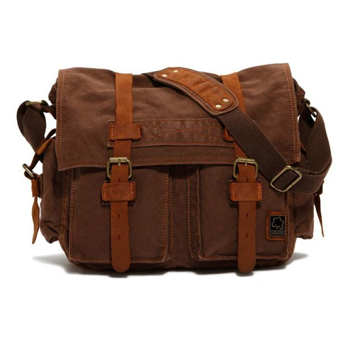 JONON, Мужская Холщовая Сумка через плечо, военные сумки через плечо, винтажная сумка-мессенджер, модная сумка, сумка-тоут, портфель, JJ0030 - Цвет: coffee