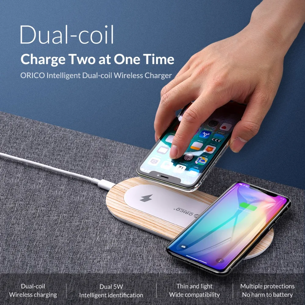  ORICO Drahtlose Ladegerät Typ C Dual Ausgang Intelligente Lade Dual-Spule Ladegerät für iPhone 8 Sa