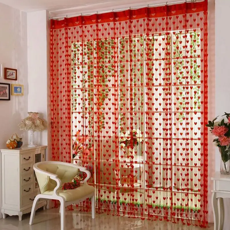 Us 4 39 10 Off Cute Heart Decor Window Room Line Curtain String Tassel Door Curtain Divider String Curtain In Curtains From Home Garden On