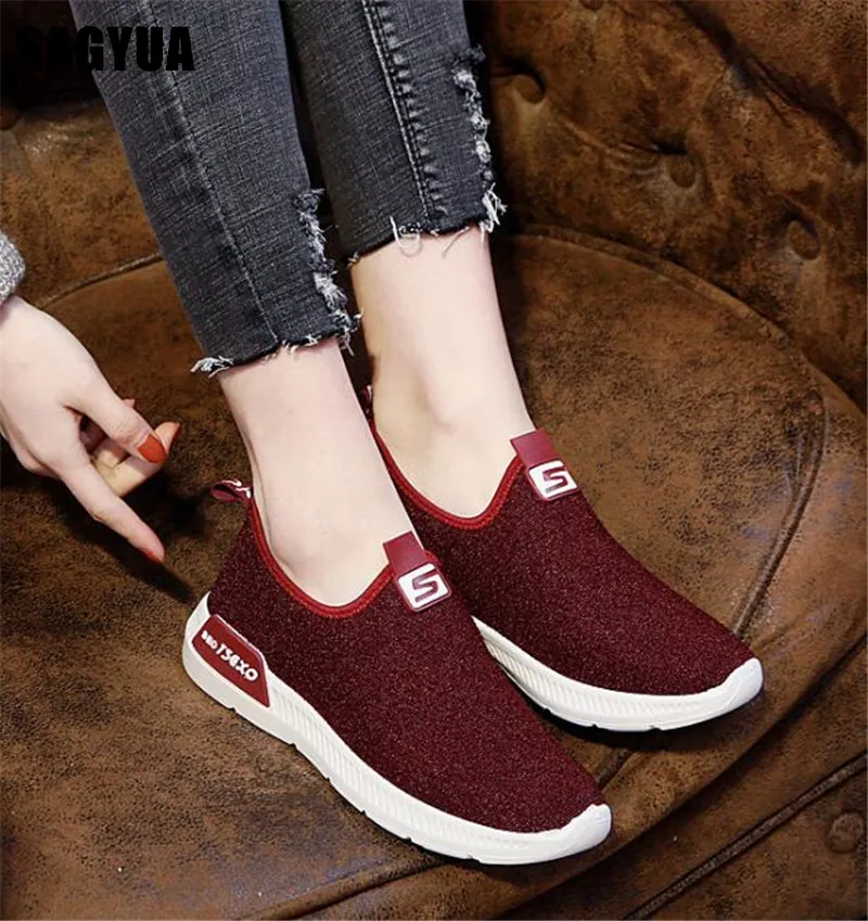 

2019 Spring Summer Shoes women Shining Breathable Platform Sneakers Ladies platform shllow Casual Shoe Comfort Female Mujer A191