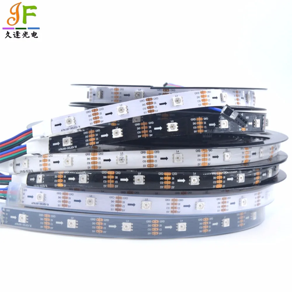 Светодиодная лента 5 м APA102 C SK9822 24 30 36 60 72 144 СВЕТОДИОДА/м 5050 RGB полноцветная 2