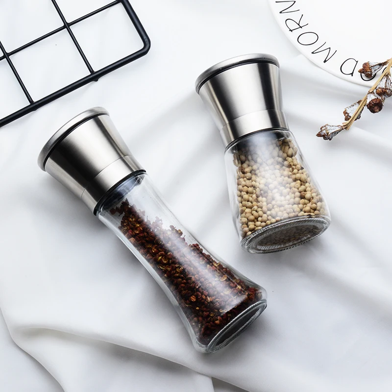 304 Stainless Steel Pepper Grinder Hand Black Grinding Bottle Seasoning Jar Millin Mills from