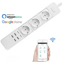 Многофункциональный 4 USB выходы приложение Smart Wi-Fi Мощность розетки ЕС электрической розетки голос Управление для Amazon Echo Alexa с Google дома