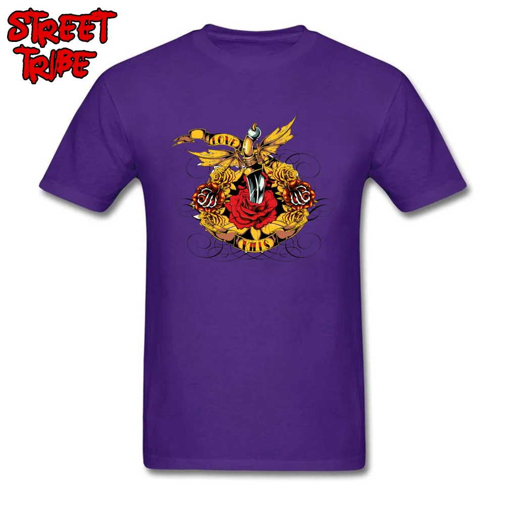 dagger rose825yy Round Collar Tshirts ostern Day Normal Tops T Shirt Short Sleeve Plain 100% Cotton Fabric Tops & Tees Men's dagger rose825yy purple