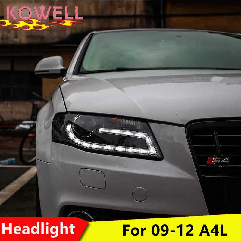 KOWELL автомобильный Стайлинг для Audi A4 B8 фары 2009 2012 A4L светодиодный задний фонарь DRL Bi