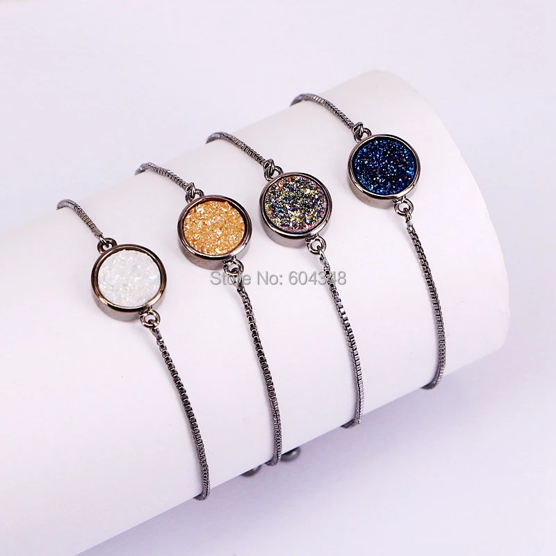 10 шт. ZYZ178-1809 натуральный титановый кварцевый соединитель браслет, металлический черный кристалл кварцевые скользящие цепи браслеты для женщин ювелирные изделия