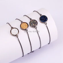 10 шт. ZYZ178-1809 натуральный титановый кварцевый соединитель браслет, металлический черный кристалл кварцевые скользящие цепи браслеты для женщин ювелирные изделия