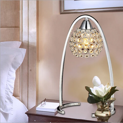 

new modern creative luxurious K9 crystal H 36cm silver led E14 adjustable table lamp living room bedroom bedside desk light 1556