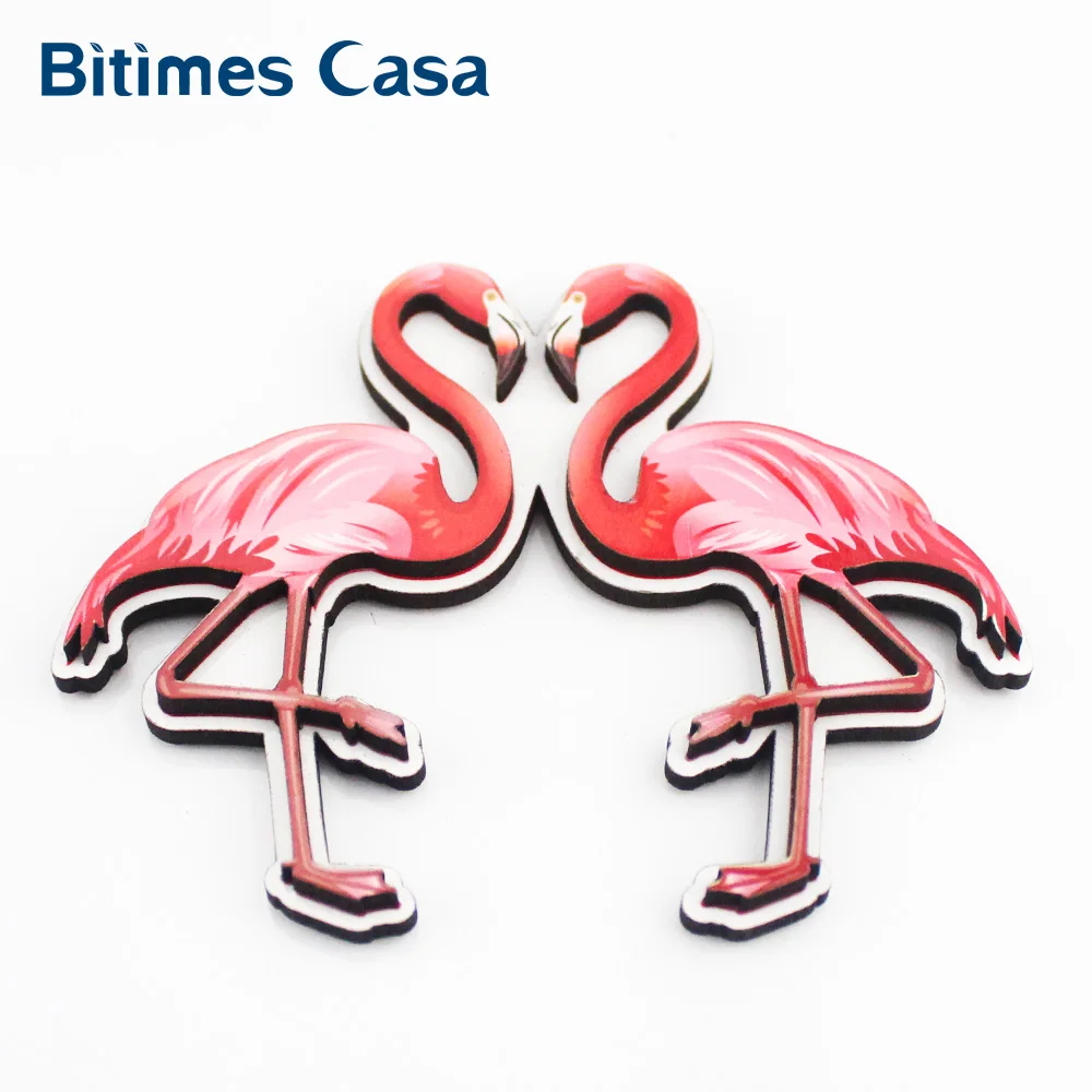 Bitimes Animal Flamingo Refrigerator Fridge Magnets MDF Magnetic Sticker Fashion Home Decor Decoration Gift | Дом и сад