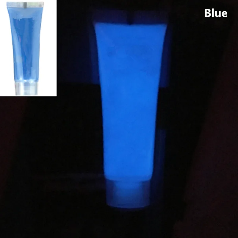 Светящаяся в темноте краска для боди-арта светящаяся краска для макияжа лица Необычные краски светящиеся вечерние украшения для свадьбы Рождество Хэллоуин - Цвет: Blue