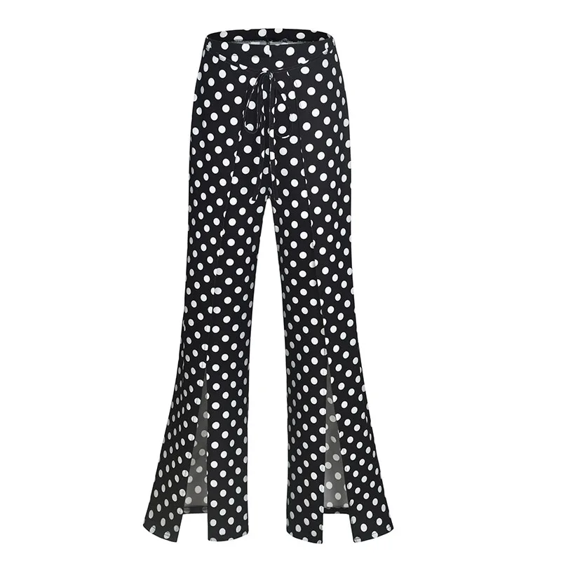 

New Ladies Pants Summer Party Fashion Chiffon Casual Loose Wide Leg Ankle-Length Pants
