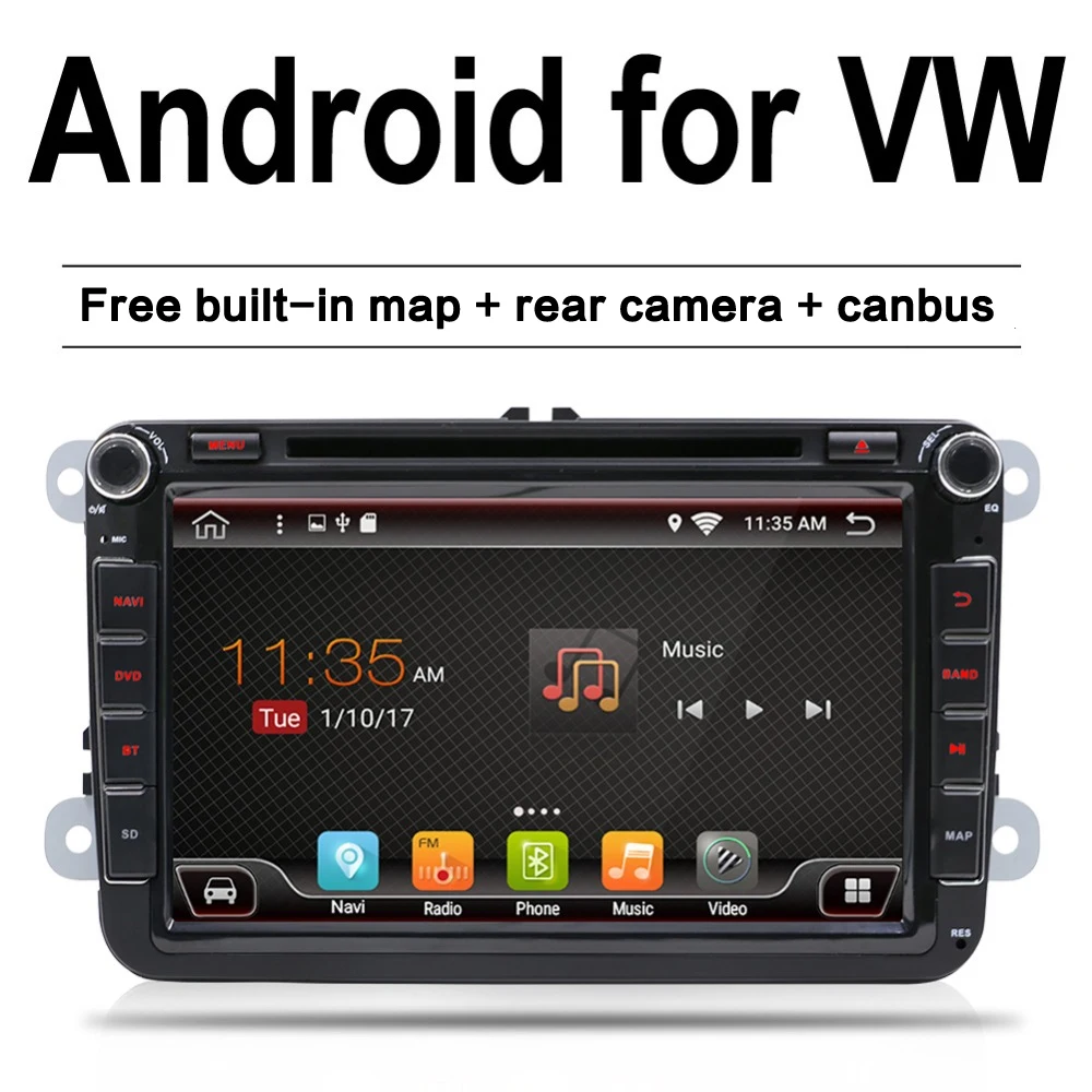 Android 7 1 font b car b font dvd vw gps navigation Wifi Bluetooth autoradio 2