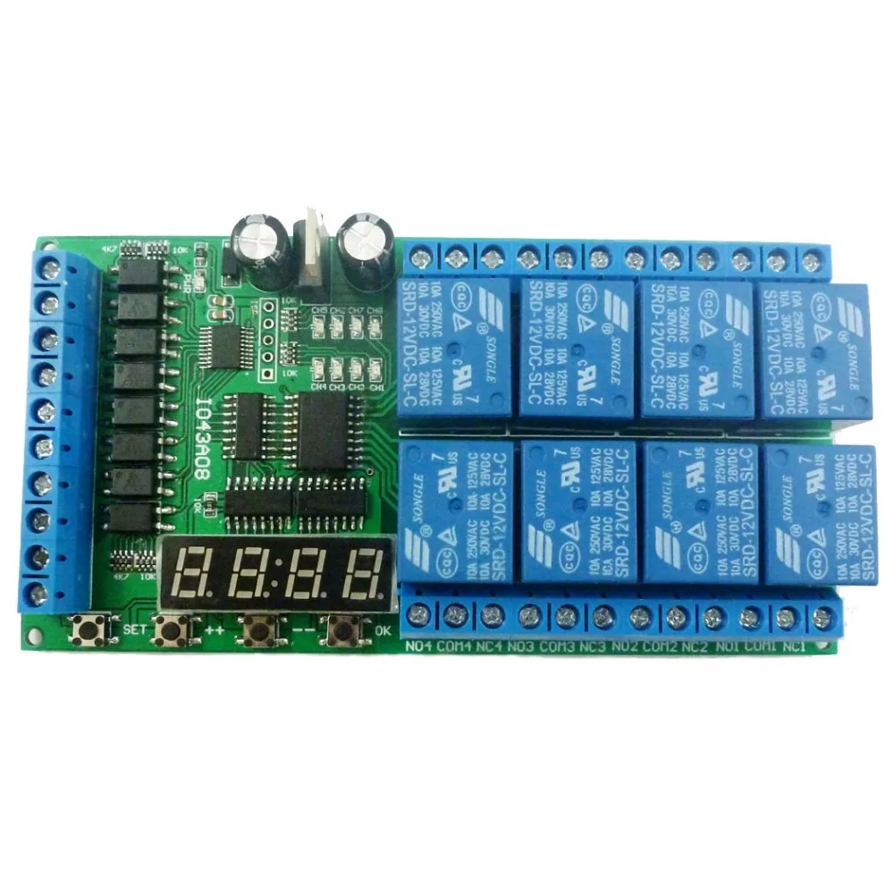 

8ch DC 12V Multifunction Delay Module Cycle Timer Switch for Power sequencer Motor LED PLC Lathe