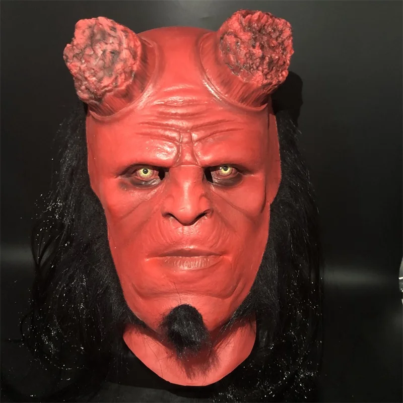 Фильм Hellboy Голова маска Хэллоуин нарядное платье косплей реквизит латексные маски перчатки маска - Цвет: B