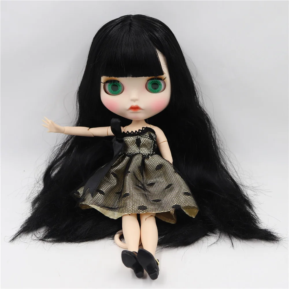 ICY DBS Blyth doll white skin joint body Black straight hair new matte face with eyebrows Lip gloss BL117 4