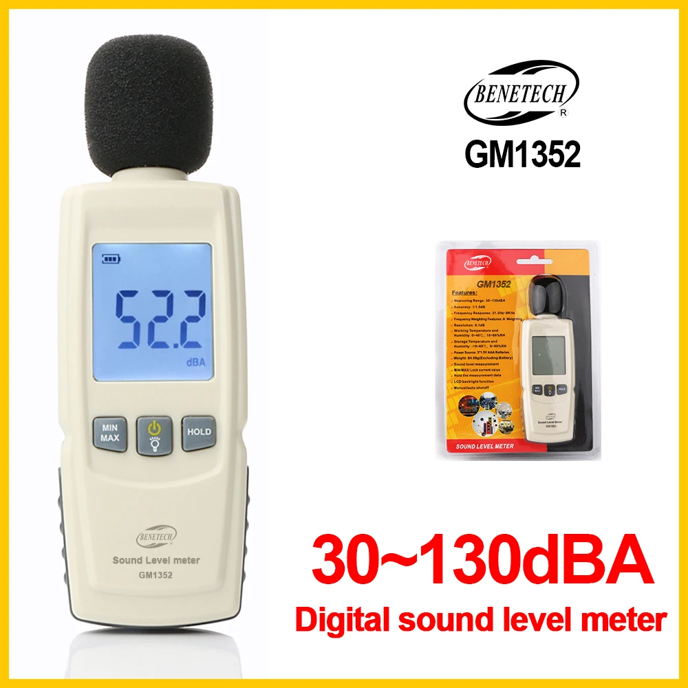 Digital Mini Sound level meters Decibel meter Noise Audio detector Diagnostic-tool Automotive Microphone Tester GM1352-BENETECH |