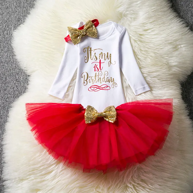 

Little Girl 1st Birthday Party Sets Baby Tutu Cake Smash Outfits Sets First Birthday Gift Toddler Girls Kids long Sleeve Clothes