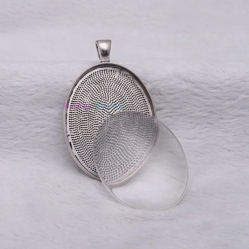 Блестящий посеребреный Овальный камео кабошон 30*40 мм 10 шт.|pendant tray|blank pendantblank pendant