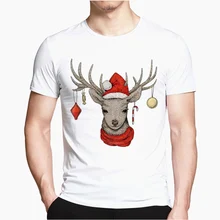 Новогодняя Рождественская модная футболка с круглым вырезом и короткими рукавами; Летняя мужская и женская футболка унисекс; HCP7286