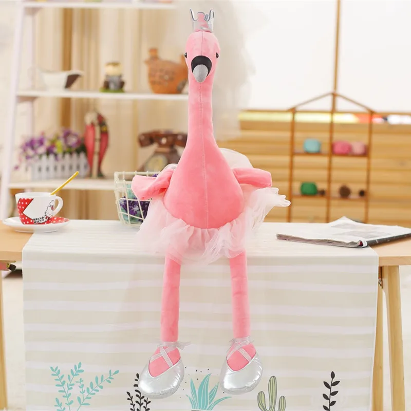 1PC 35CM swan plush toys cute flamingo doll stuffed soft animal doll ballet swan with crown baby kids appease toy gift for girl
