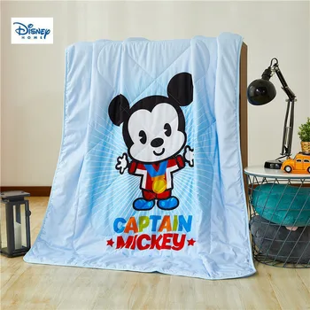 

blue disney mickey mouse thin comforter quilt for kid boy 3d 100% cotton bed linen bedding nursery summer stitching blanket girl